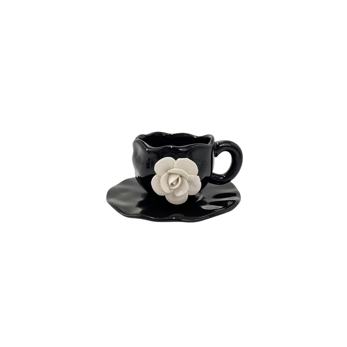 BLACK & WHITE FLORAL CUP